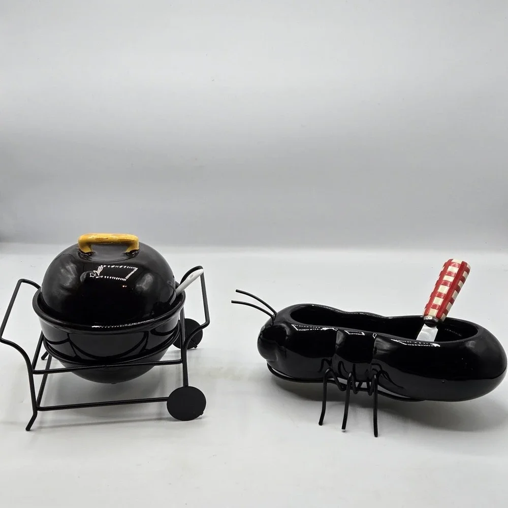 Boston Warehouse Picnic‎ Party Set Of 2 Dip Bowl & Spreader Set & Condiment Bowl